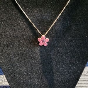 Pink Crystal Flower Necklace
